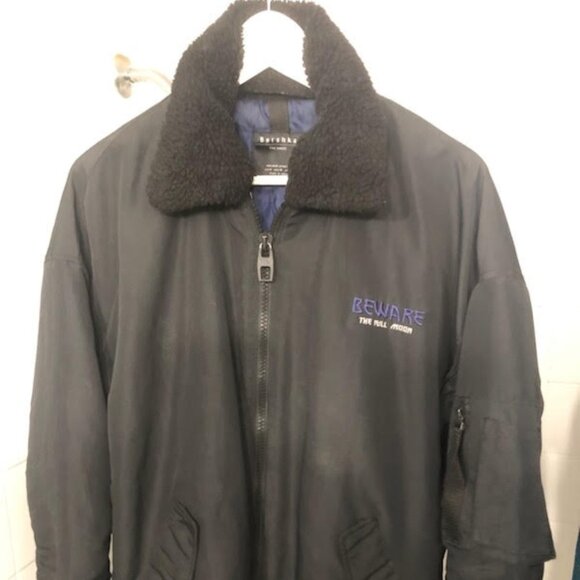 LIMITED EDITION EDGY BLACK WOLF BOMBER JACKET BEWARE OF THE MOON SIZE M - Picture 1 of 8